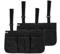 HOODANCOS 2pcs Wheelchair Armrest Bags Capacity Side Storage Pouch for Mobility Scooters and Walkers Convenient Organizer for Water Bottles Phones Keys Practical Black Hanging Wheelchair