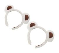 HOODANCOS 2pcs White Bear Ears Headband for Halloween Cosplay, Soft Fabric Furry Plush Hairband with Universal Fit, Cute Animal Hair Hoop for Women and Makeup and Party Accessories