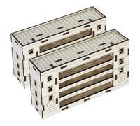 HOODANCOS 2pcs Wooden Building House Model Unfinished Log Cabin Miniature for DIY Crafts and Desk Decor No Assembly Modern Tiny House with Sturdy Wood Construction for Creative Projects