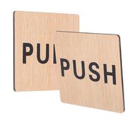 HOODANCOS 2pcs Wooden Push Pull Door Signs for Glass Doors Clear Indication Plates for Entrance Flat Surface Stickers Easy to Install and Visible From Distance