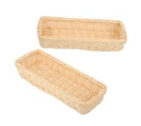 HOODANCOS 2PCS Woven White Cutlery Storage Basket Narrow Flatware Organizer for Kitchen Drawer Handmade Willow Holder for Fork Spoon Utensil Storage Space-saving and Versatile Household