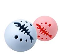 HOODANCOS 3 Pcs Cat Ball Bite-resistant Fish Bone Hollow Pattern Bell Ring with Catnip and Button Battery Educational for Home Pet Desktop Ornament