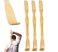 HOODANCOS 3 Pieces Bamboo Wooden Back Scratcher Set with Long Handle, Back Scratching Tool and Body Massager for Men and Women, Relief Itches and Promote Relaxation