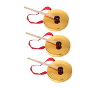 HOODANCOS 3 Sets Mini Copper Plated Hand Gongs with Mallets, Golden Percussion Instruments for Children, Easy to Use with Strong Rhythm, for Kindergarten Performances and Decorative