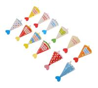 HOODANCOS 36pcs Mini Birthday Hat Cake Toppers Set, Mixed Color Polka Dot, Orange, Red Green Stripe Blue White Star Designs, Cupcake Picks for Birthday Party and Shower Decorations