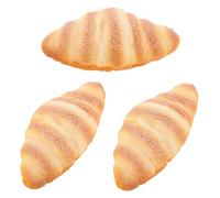 HOODANCOS 3pcs Artificial Bread Realistic Simulation Faux Croissant Models Lightweight Food Decoration Props for Bakery Restaurant Photography Display