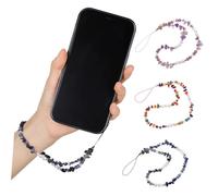 HOODANCOS 3pcs Beaded Phone Wrist Lanyards with Colored Stones and Pearls Anti-lost Phone Chains for Cameras Keys Card Holders Stylish Wrist Straps for Women