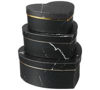 HOODANCOS 3Pcs Black Marble Heart-Shaped Box Set with Lids, Candy Storage Container and Present Packaging Case for Valentine'S Day, Birthday, and Special Occasions