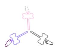 HOODANCOS 3Pcs Dog Leash Bag Clips Waste Bag Holders Poop Retaining Clamps with Opening for Easy Knot Fixing Portable Pet Supply in Pink Purple Grey