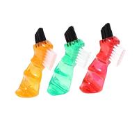 HOODANCOS 3Pcs Double Head Mini Denture Cleaning Brush Household Portable Small Soft Bristle Toothbrush for False Teeth Care at Home with Red Orange Green