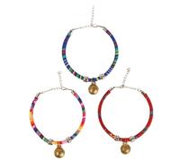 HOODANCOS 3pcs Ethnic Style Cat Collars with Bell Lovely Adjustable Copper Bell Necklaces for Cats Unique Pet Safety Collars for Everyday Wear and Holiday