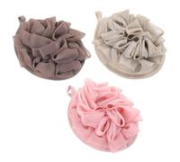 HOODANCOS 3Pcs Exfoliating Bath Balls Lightweight Back Scrubber Shower Loofah Mesh Puff for Deep Skin Cleaning and Soft Suitable for Women and Men Pink Khaki