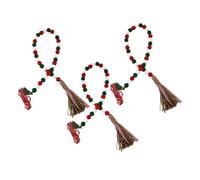 HOODANCOS 3pcs Farmhouse Wood Bead Garland with Tassels Lightweight Rustic Beaded Ornaments for Wall Hanging Tiered Tray Decor and Festive Holiday Easy to Install and Versatile
