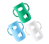 HOODANCOS 3pcs Large Silicone Baby Bottle Sleeves with Handles for Infants - Anti-Breakage Bottle Protectors in Blue White Green - Nursery and Travel Water Covers
