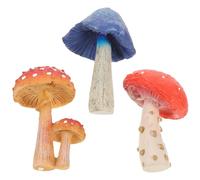 HOODANCOS 3pcs Mushroom Figurines Resin Garden Ornaments Weather-resistant Miniature Mushroom Statues for Outdoor Patio Planters Bonsai Fairy Landscape Decoration
