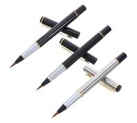HOODANCOS 3pcs Portable Calligraphy Pen Trio with Soft Refillable Tips Stainless Steel Brush Pens for Chinese Writing Japanese Sumi Drawing Fine Detail Signature Practice Anywhere
