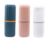 HOODANCOS 3pcs Portable Toothbrush Storage Cups Traveling Toiletry Organizer for Personal Care and Bathroom Use Compact Design with Smooth Rounded Edges for Safe Daily Washing Random Color
