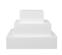 HOODANCOS 3pcs Square Foam Cake Models Set, White Polystyrene Dummy Cakes for Wedding Supply and Decorating Practice, 7cm Height 4", 6", 8" Sizes for DIY Craft and Display