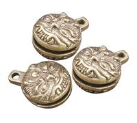 HOODANCOS 3pcs Vintage Brass Lion Tiger Beast Bell Pendants, Rustic Small Animal Pattern Keychain Charms for Jewelry Making, Craft Hanging Decorations in Antique Style