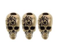 HOODANCOS 3pcs Vintage Bronze Spider Skull Beads Solid Brass Hole Spacer Charms for DIY Jewelry Making Halloween Craft Robust Pendant Accessories with Retro Antique Style