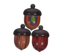 HOODANCOS 3pcs Wooden Acorn Box Essential Oil Containers Storage with Compact Design and Versatile Use Small Acorn-shaped Wood Case for Travel and Office