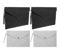 HOODANCOS 4 Pcs A4 Snap Type Felt Document Folders, Portable Felt File Holders with Loop, 2 Light Grey + 2 Dark Grey Briefcase Style Filing Bags for Office and School Use