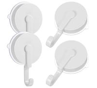 HOODANCOS 4 Pcs Heavy Duty Suction Cup Bathroom Hooks Rotatable Round Abs Design, Prevents Falling or Sliding, for Bathroom and Garage Storage