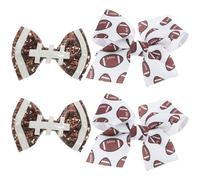 HOODANCOS 4 Pcs Rugby Bow Hair Clips with Smooth Surface and Metal Fabric Material, Eye-catching Design for New Year and Everyday Wearing Hair Accessories