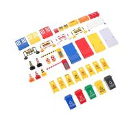 HOODANCOS 40pcs Mini Traffic Signs Set: Plastic Street Signs Playset Traffic Cone Barricade Yellow Warning Signal Toy Garbage Can Crosswalk Signal Educational Toys