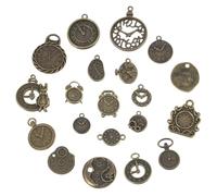 HOODANCOS 40pcs Vintage Alloy Clock Charms DIY Jewelry Making Pendants Mixed Metal Pendant Set for Crafting Accessories in Antique Blue Green, Suitable for Necklace and Bracelet Designs