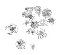 HOODANCOS 48pcs Halloween Spider Charms Mini Silver Spider Pendants with Intricate Web Design for DIY Jewelry Making Family-friendly Spooky Craft Decorations
