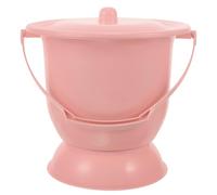 HOODANCOS 4l Pink Plastic Spittoon with Lid, Practical Non-Tipping Round Chamber Pot with Flat Base, Suitable for Pregnant Women and Grandparents for Bedroom or Home Use