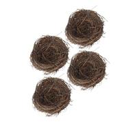 HOODANCOS 4pcs 15cm Decorative Fake Bird Nests with Rattan Braiding, Creative Imitation Birdhouse Props for Photography and Holiday Garden Decor