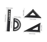 HOODANCOS 4PCS Aluminum Alloy Drafting Ruler Set with Protractor and Triangle for Students Engineers School Office Portable Metal Geometry Measuring Instruments with High Precision Scales
