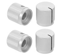 HOODANCOS 4pcs Aluminum Alloy Flat Top Potentiometer Volume Knobs for Electric Bass Guitar, 1/4" (6mm) Metal Control Replacement, Silver, Suitable for Acoustic and Electric Instruments