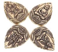 HOODANCOS 4pcs Brass Antique Buddha Amulet Keychain Pendants Retro Decorative Charms for Craft Festival Ornaments Multi-purpose Use Lightweight Design for Personal Collection and Parties