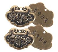 HOODANCOS 4pcs Brass Dragon Phoenix Lock Keychain Compact Decorative Pendant for Home Keyring Chinese Luck Charm Ornament Lightweight Vintage Style