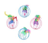 HOODANCOS 4pcs Cat Teaser Plush Rat Toy Set Interactive Soft Mouse Balls for Indoor Cage Play Pet Supplies Kitten Entertainment Random Color