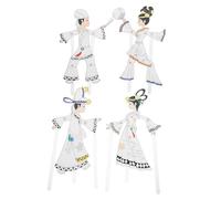 HOODANCOS 4pcs Chinese Shadow Puppet Kit Diy Hand-painted Character Craft for Boy Girl Enhance Cultural Education Creativity Through Traditional Art