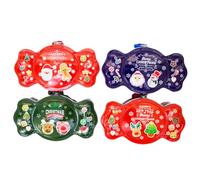 HOODANCOS 4pcs Christmas Tinplate Candy Storage Boxes Set, Colorful Metal Sweet Containers for, Festive Xmas Treat Holders Lid, Creative Holiday Candy Jars Random Style