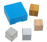 HOODANCOS 4pcs Density Cube Set for Science Education - 2cm Polished Copper, Iron, Aluminum, and Wood Blocks - Metal and Wooden Density Teaching Equipment for Classroom Physics Experiments