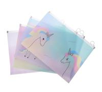 HOODANCOS 4pcs File Bags Zipper Pouches Plastic Document Holders with Opening for Office School Travel Storage and Organization