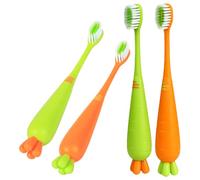 HOODANCOS 4pcs Manual Toothbrush Set, Extra Soft Bristle Carrot and Radish Design, Travel-Friendly Oral Care for Boys