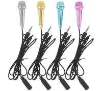 HOODANCOS 4pcs Mini Wired Condenser Microphone for Smartphone Small Handheld Recording Mic for Mobile Phone Singing Streamer Mic for Live Streaming and Video Recording