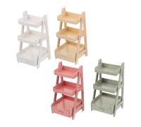 HOODANCOS 4pcs Miniature Indoor Flower Stand for Dollhouse Succulent Plant Shelf Rack in Pink Apricot White Green DIY Mini Display Rack for Miniature Furniture and Bonsai Decoration