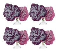 HOODANCOS 4pcs Purple Plastic Betta Fish Leaf Beds Aquarium Breeding Hammocks with Realistic Appearance and Natural Colour for Fish Tank Resting Spot and Habitat