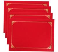 HOODANCOS 4pcs Red Certificate Paper Holder Folder with Smooth Edges Rounded Corners Diploma Cover for Awards Graduation Document Protection