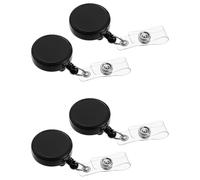 HOODANCOS 4pcs Retractable Badge Holders with Photo Holder Function, Stylish Black Plastic Name Card Clips for Office Use, Easy to Scan and Blank for DIY, Suitable for Students and Doctors