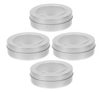 HOODANCOS 4pcs round Tin Box with Window Lid 65x25mm Small Cookie Containers Candy Storage Tins for Christmas Treats Holiday Food Organization