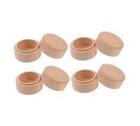 HOODANCOS 4pcs Rustic Wooden Ring Bearer Box Small Round Beech Wood Trinket Holder with Lid Dustproof Tooth Storage Keepsake for Boys and Multipurpose Mini Jewelry Case